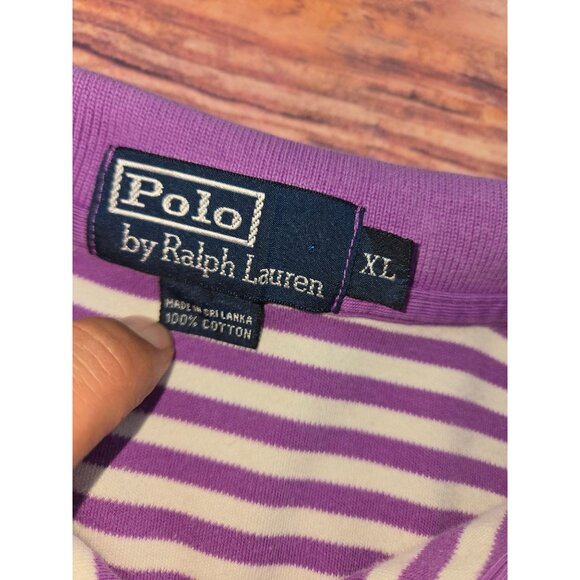 Polo Ralph Lauren Mens Polo XL Purple Striped Shirt Cotton - Picture 5 of 7